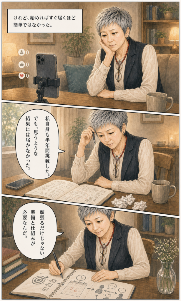 安城基予子さんと35歳からのライブ配信を始める共感ストーリー漫画 7ページ目