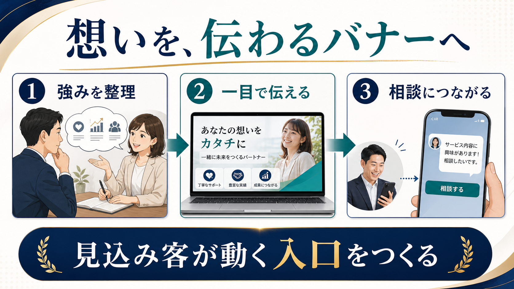 図解：想いを伝わるバナーに変える流れ