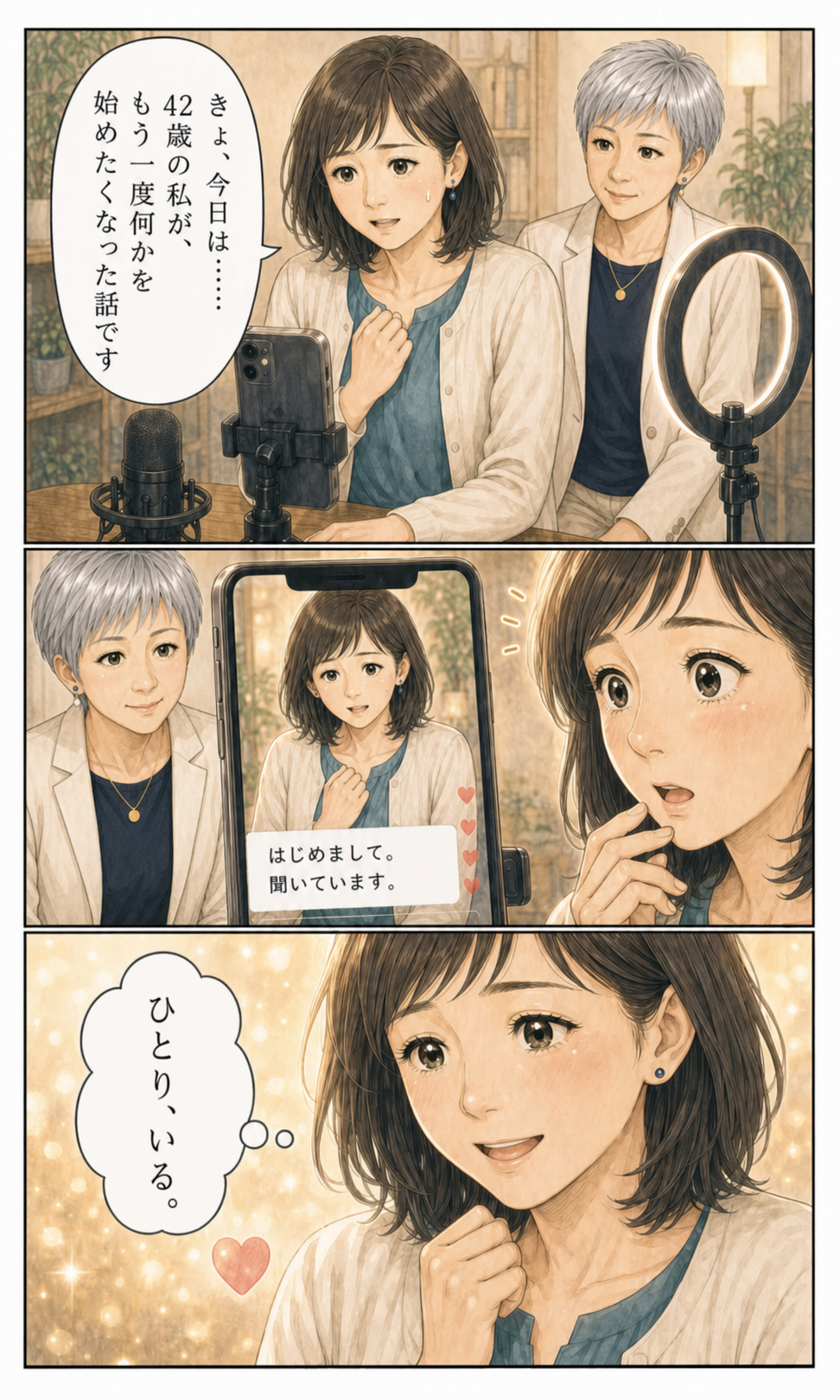 安城基予子さんと35歳からのライブ配信を始める共感ストーリー漫画 10ページ目