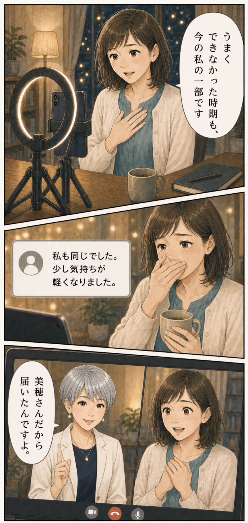 安城基予子さんと35歳からのライブ配信を始める共感ストーリー漫画 12ページ目