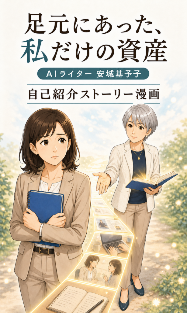 安城基予子 自己紹介ストーリー漫画 1ページ目
